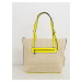 BÉŽOVÁ SHOPPER KABELKA S ŽLTÝM LEMOVANÍM OW-TR-MC786-YELLOW