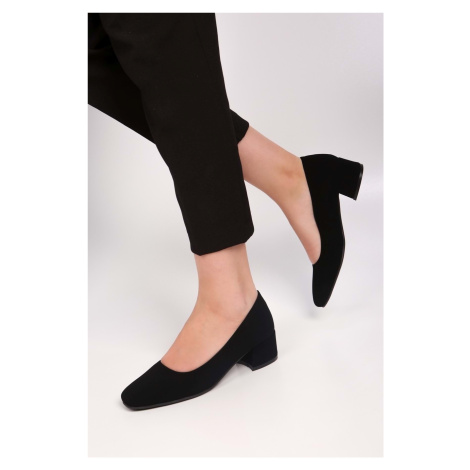 Shoeberry Women's Epic Black Nubuck Heels Shoes