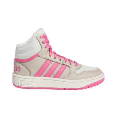 Dievčenské členkové zimné topánky ADIDAS Hoops 3.0 Mid K wonder beige pink fusion off white