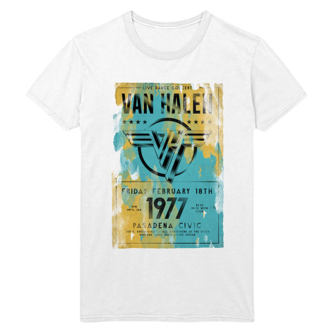 Van Halen tričko Pasadena '77 Biela