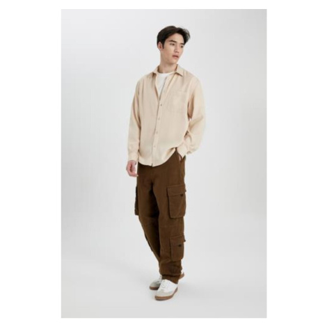 DEFACTO Baggy Fit Cargo Pocket Wide Fit Normal Waist Wide Leg Trousers