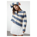 Trendyol Indigo Striped Basic Jacket-Look Knitted Cardigan