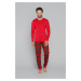 Men's pyjamas Narwik, long sleeves, long pants - red/print