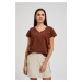 Women's T-shirt with buttons MOODO - brown