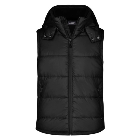 James & Nicholson Pánska zimná vesta s kapucňou JN1004 - Čierna
