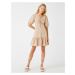 Koton Balloon Sleeve Dress Gathered V-Neck