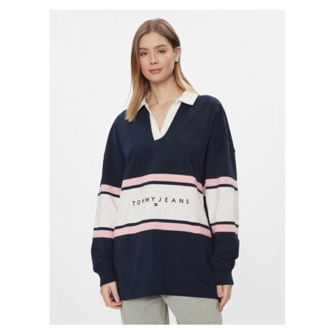 Tommy Jeans Mikina Rugby DW0DW17226 Tmavomodrá Relaxed Fit Tommy Hilfiger