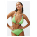 Trendyol Green Triangle Bead Accessory Bikini Top