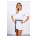 Dress with decorative belt white
