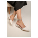 Shoeberry Women's Yune White Skin Stony Heels Shoes