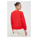 Bavlnená mikina New Balance dámska, červená farba, s nášivkou