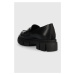 Kožené mokasíny Karl Lagerfeld ARIA dámske, čierna farba, na platforme, KL43210