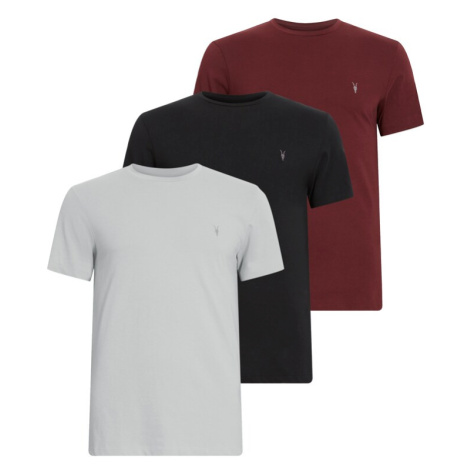 AllSaints Tričko 'Tonic'  sivá / svetlosivá / červená / čierna
