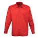 Premier Workwear Pánska košeľa s dlhým rukávom PR200 Red -ca. Pantone 200