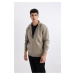 DEFACTO Comfort Regular Fit Casual Fit Stand Collar Zippered Sweatshirt