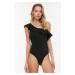 Trendyol Black Frill Detailed Swimsuit