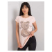 Light pink women's t-shirt with rhinestones