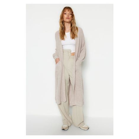 Trendyol Stone Maxi Basic Knitwear Cardigan