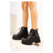 Fox Shoes Black Faux Leather Women's Boots