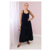 Jumpsuit with wide straps in navy blue