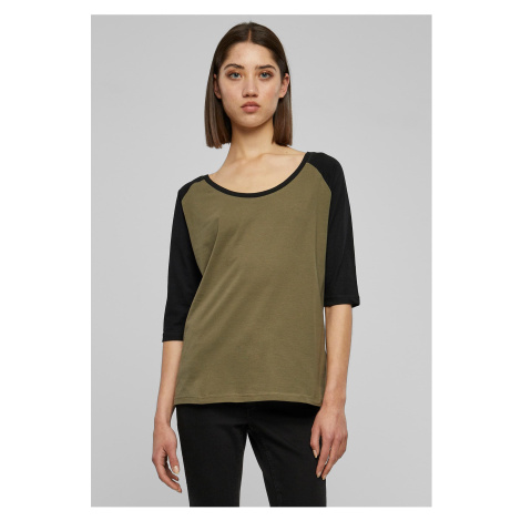 Women's 3/4 contrast raglan T-shirt olive/black Urban Classics