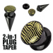 Plug a taper - zebrovaný vzor v žlto-čiernej kombinácii - Hrúbka: 8 mm