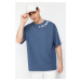 Trendyol Indigo Oversize Text Printed T-Shirt