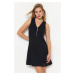 Trendyol Black Waist Opening Mini Woven Zipper Collar Detailed Woven Dress