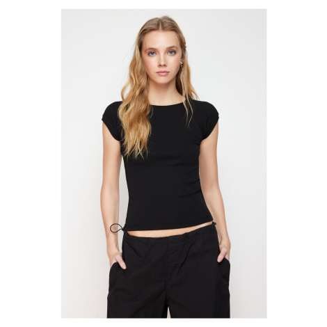 Trendyol Black Moon Sleeve Fitted Stretch Knitted Blouse