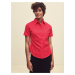 Red Poplin Shirt With Short Sleeves Fruit Of The Loom