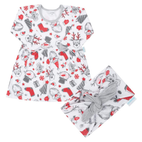 Dojčenské bavlnené šatôčky s čelenkou New Baby Christmas, veľ:80 , 20C49880
