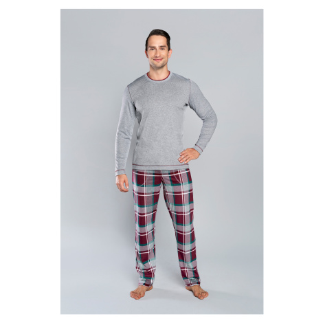 Pánske pyžamo Walenty, dlhé rukávy, dlhé nohavice - melírované/tlačené Italian Fashion