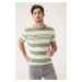 Avva Men's Aquatic Green Crew Neck Ribbed Striped Slim Fit Slim Fit Sweater T-shirt