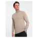 Béžový pánsky basic sveter s rolákom Ombre Clothing