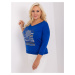 Cobalt blouse of larger size with print