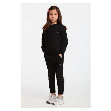 GRIMELANGE Jabor Girl's Embroidered Crew Neck Comfort Black Tracksuit Set