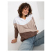 White and brown women's basic sweatshirt with neckline