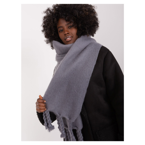 Dark gray women's scarf with fringe