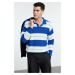 Trendyol Saks Oversize Polo Collar Striped Knitwear Sweater