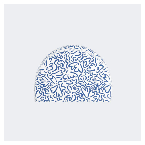 Plavecká látková čiapka Ondu so záterom veľkosť M bielo-modrá NABAIJI