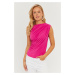 Cool & Sexy Women's Fuchsia Gathered Blouse YZ625