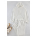 Trendyol Ecru Oversize/Wide Cut Hooded Fleece/Warm Sweatshirt Tracksuit