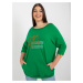 Green plus size blouse with a backline