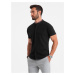 Ombre Men's knit shirt with short sleeves and collared collar - black