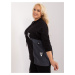 Plus size black cotton blouse with pocket