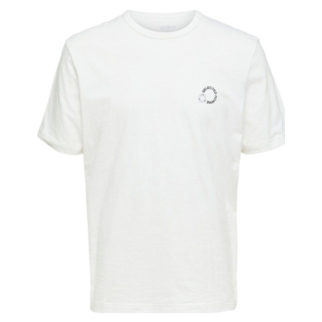 Selected  Logo Print T-Shirt - Cloud Dancer  Tričká a polokošele Biela
