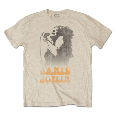 Janis Joplin tričko Working The Mic Natural