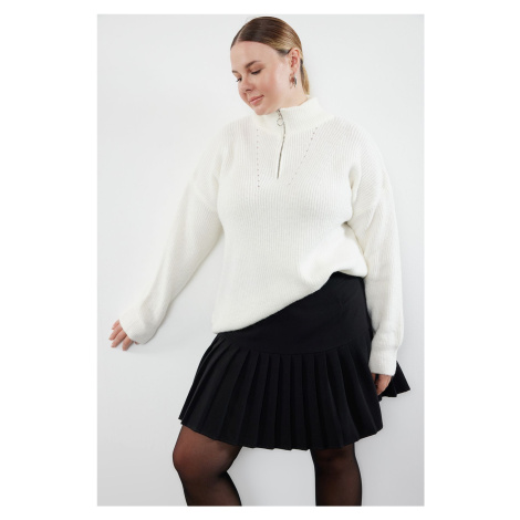 Trendyol Curve Ecru Zipper Closure Knitwear Sweater