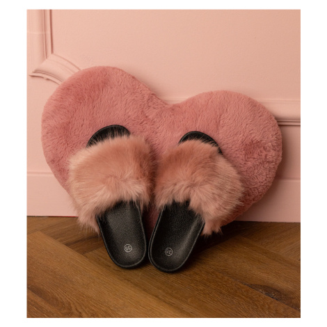 marka niezdefiniowana Pink children's fur slides Malinka
