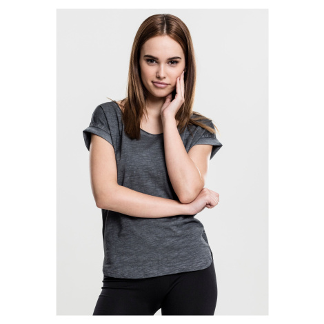 Women's T-shirt with long back in the shape of a spray with dye dark grey Urban Classics